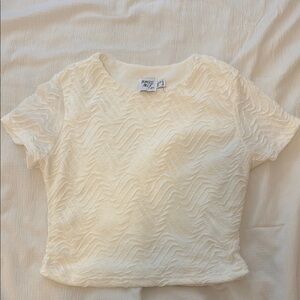 Princess Polly Ivory Wave Pattern Short Sleeve Top
